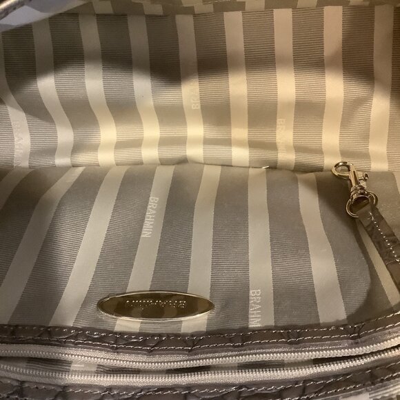 BRAND NEW Gorgeous Brahmin - Taupe Glossy Satchel Shoulder Bag - Picture 6 of 7